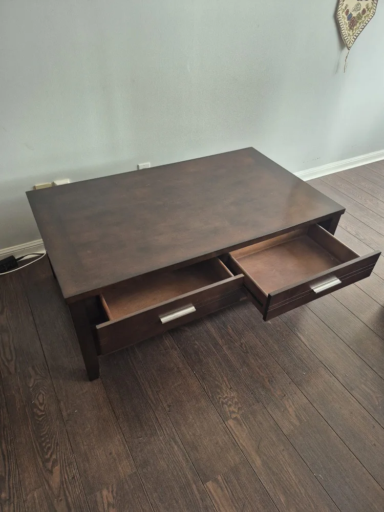 Dark Brown Coffee Table with Drawers image indicator(3)
