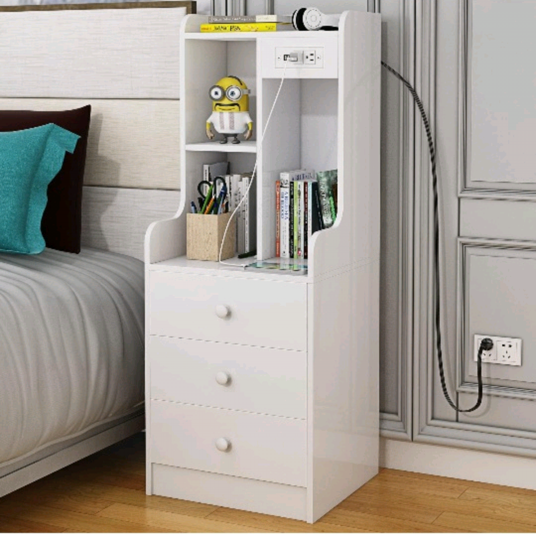 White Nightstand with Charging Station - photo 5