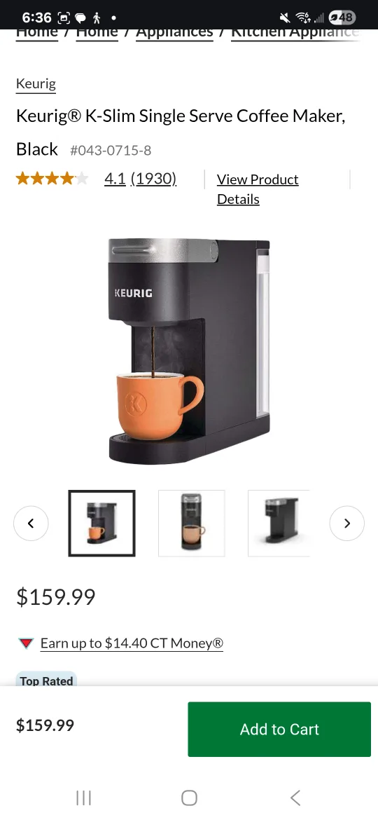 Keurig K-Slim Single Serve Coffee Maker - Black thumbnail