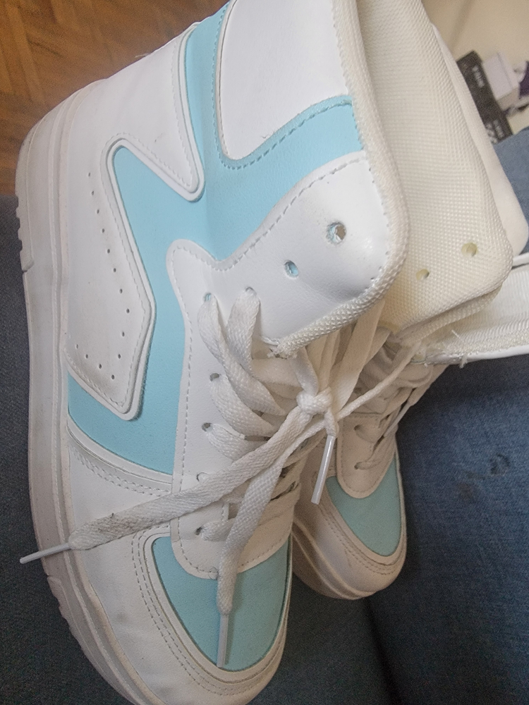 White & Blue High-Top Sneakers - photo 2