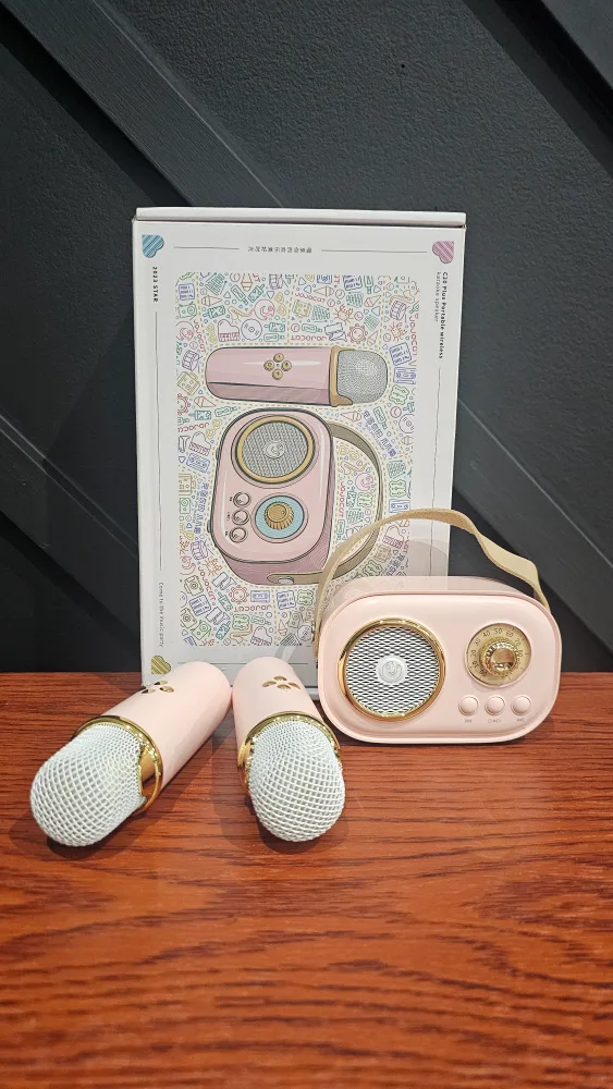 Mini Karaoke Machine w/ 2 Wireless Mics - Pink thumbnail