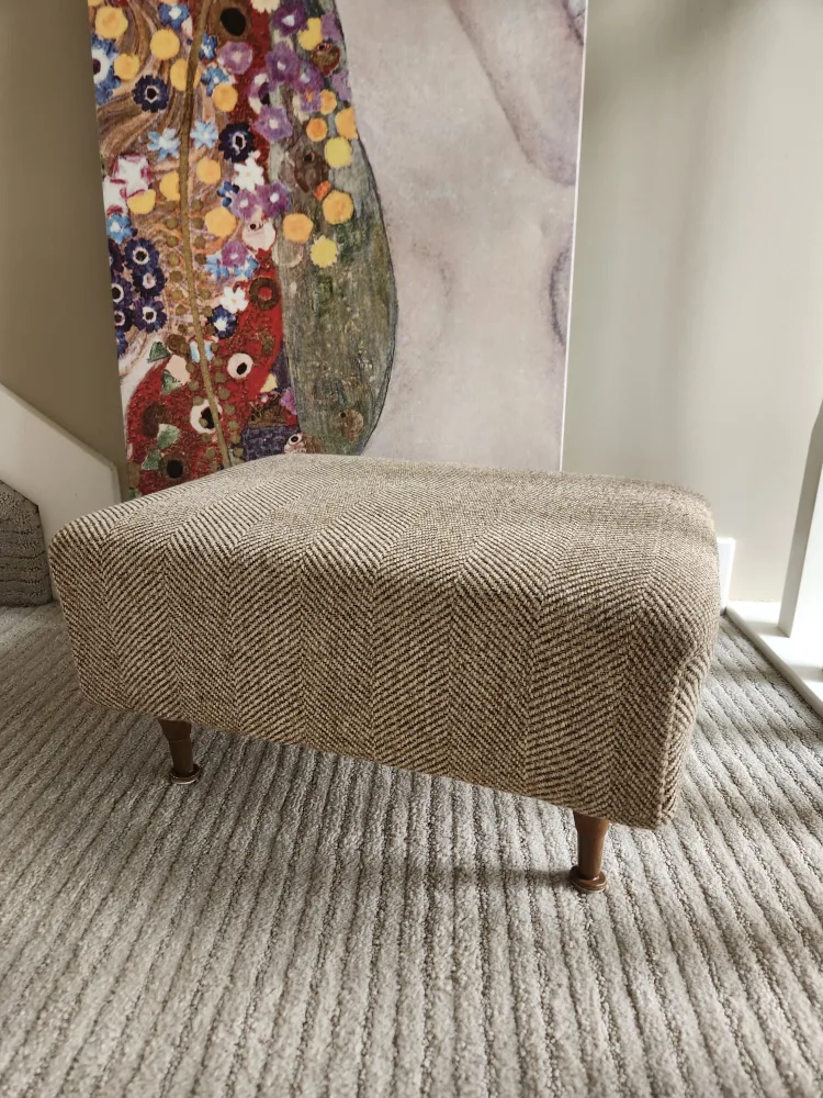 RULE your empire! on this mid Century wool OTTOMAN thumbnail