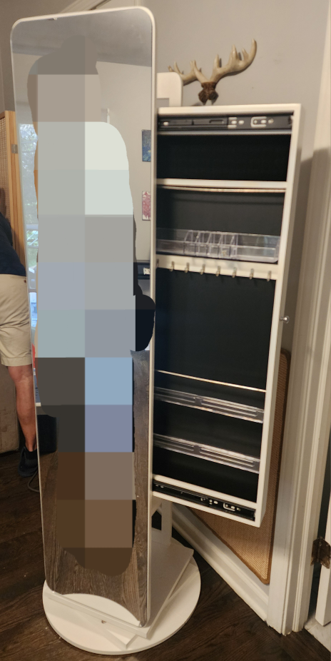 Rotating Jewelry Armoire with Full Length Mirror