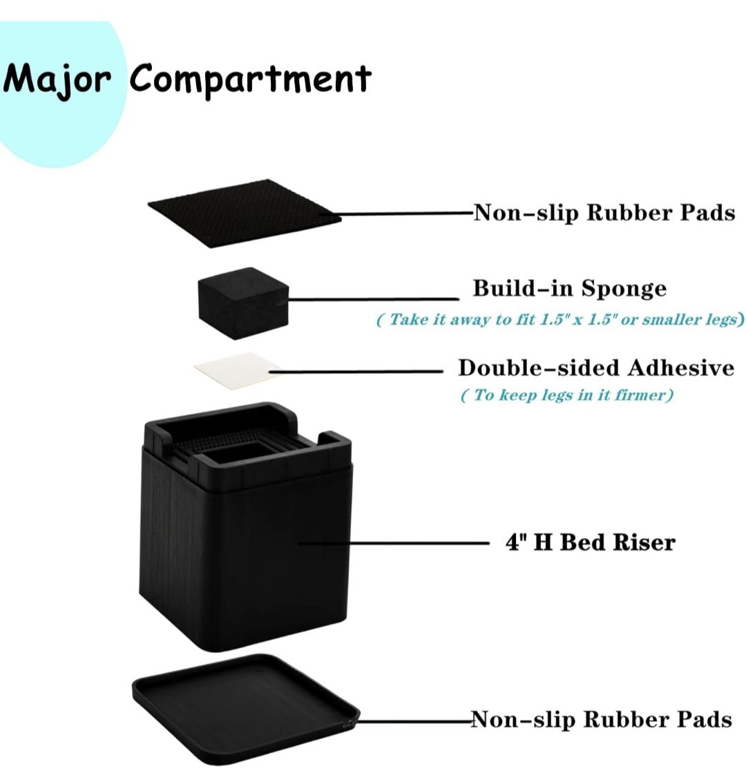 4" H Bed Risers - Black 🏆 - photo 4