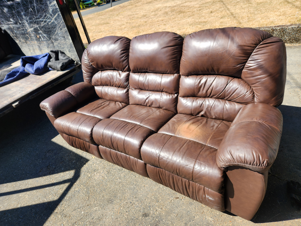 Brown Leather Reclining Sofa - photo 2