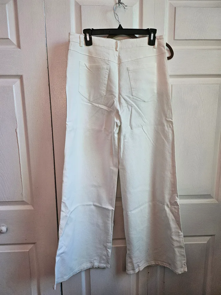 White Rhinestone Embellished Wide Leg Jeans thumbnail
