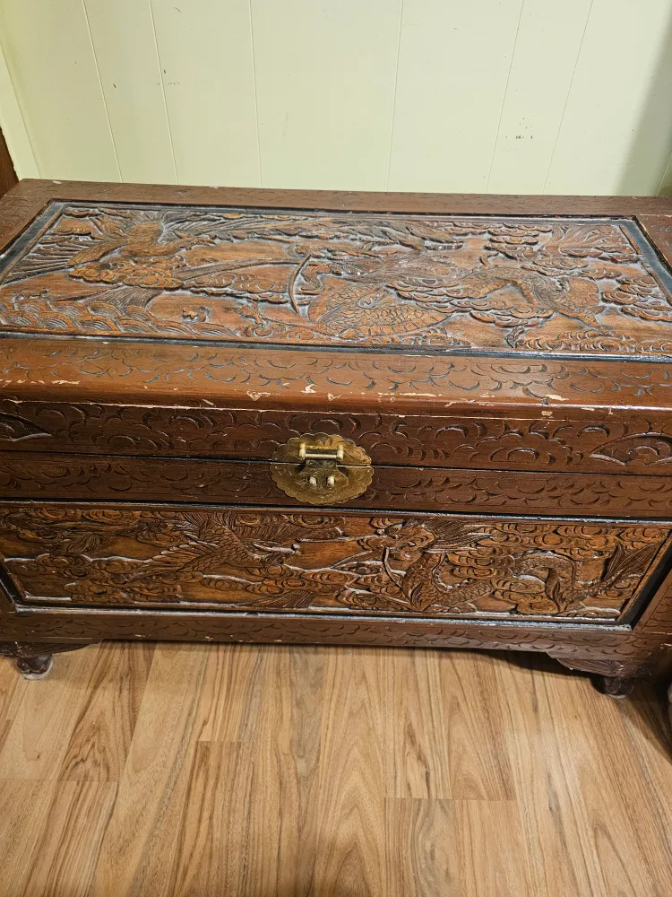 Antique Carved Wood Chest image indicator(5)