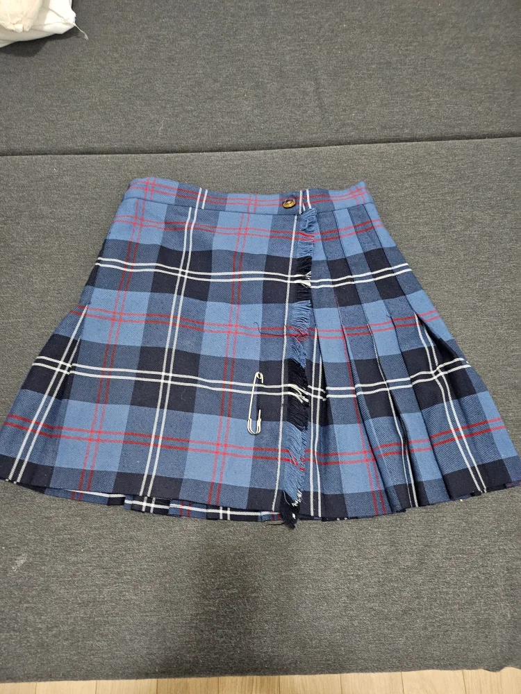 Mary Ward CSS - Blue/ Burgundy Plaid Kilt Skirt XS thumbnail