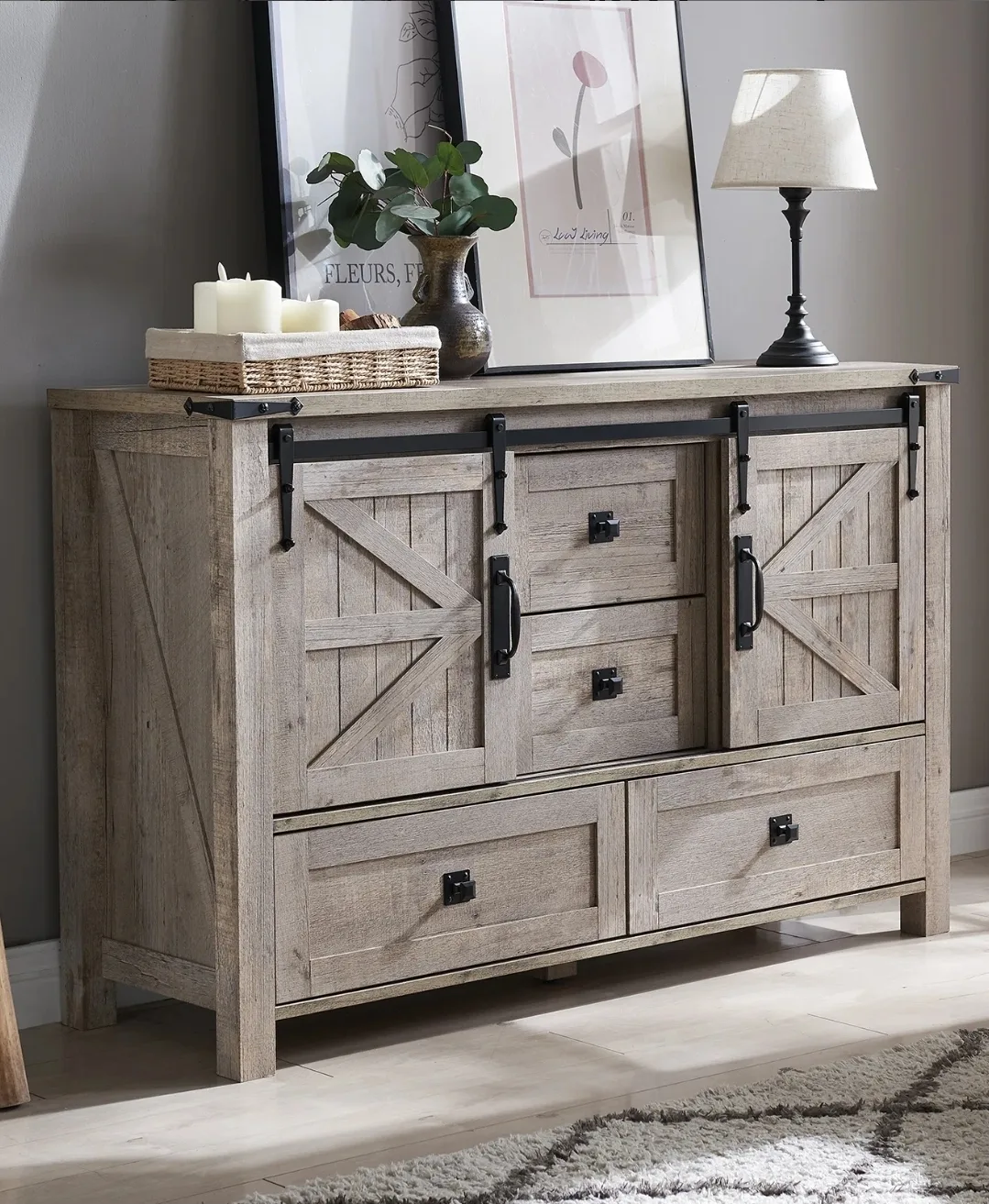 NEW Wayfair Rustic Sliding Barn Door Accent Cabinet thumbnail