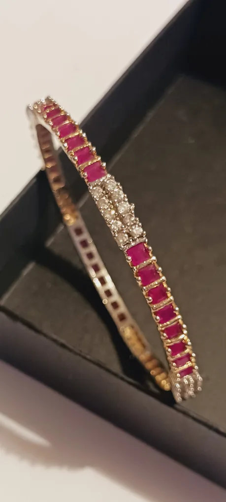Gorgeous Pink Stones Bangle Bracelet thumbnail