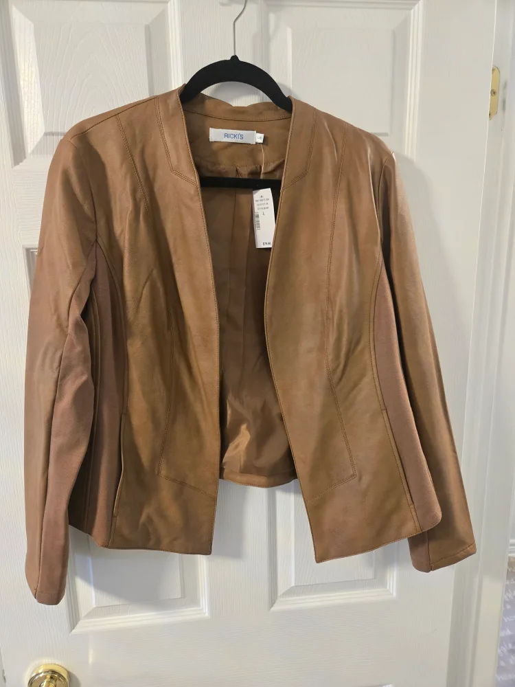 Ricki's Brown Faux Leather Jacket - Size L thumbnail