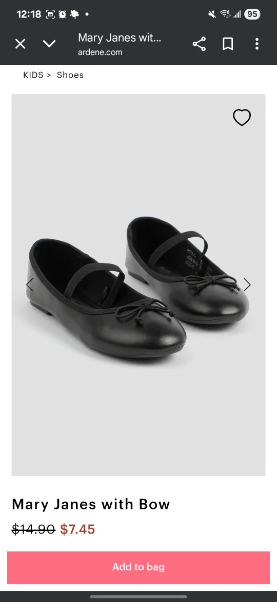 Ardene Black Mary Janes with Bow Kids thumbnail