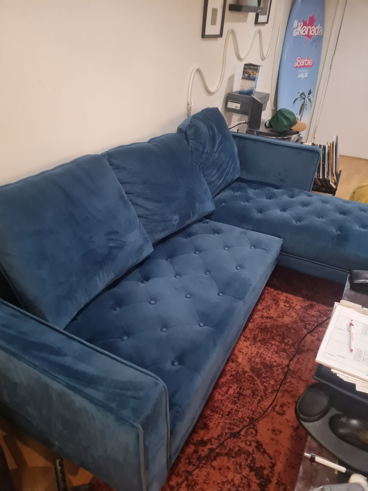 structube Velvet Sectional Sofa with Chaise - photo 2