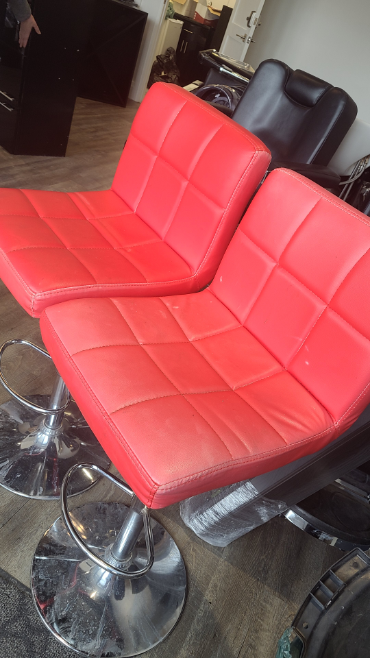 Red Swivel Bar Stools - Set of 2
