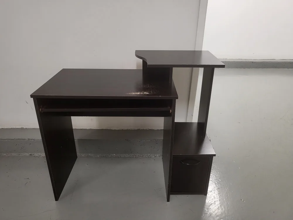 Dark Brown Computer Desk with Hutch thumbnail