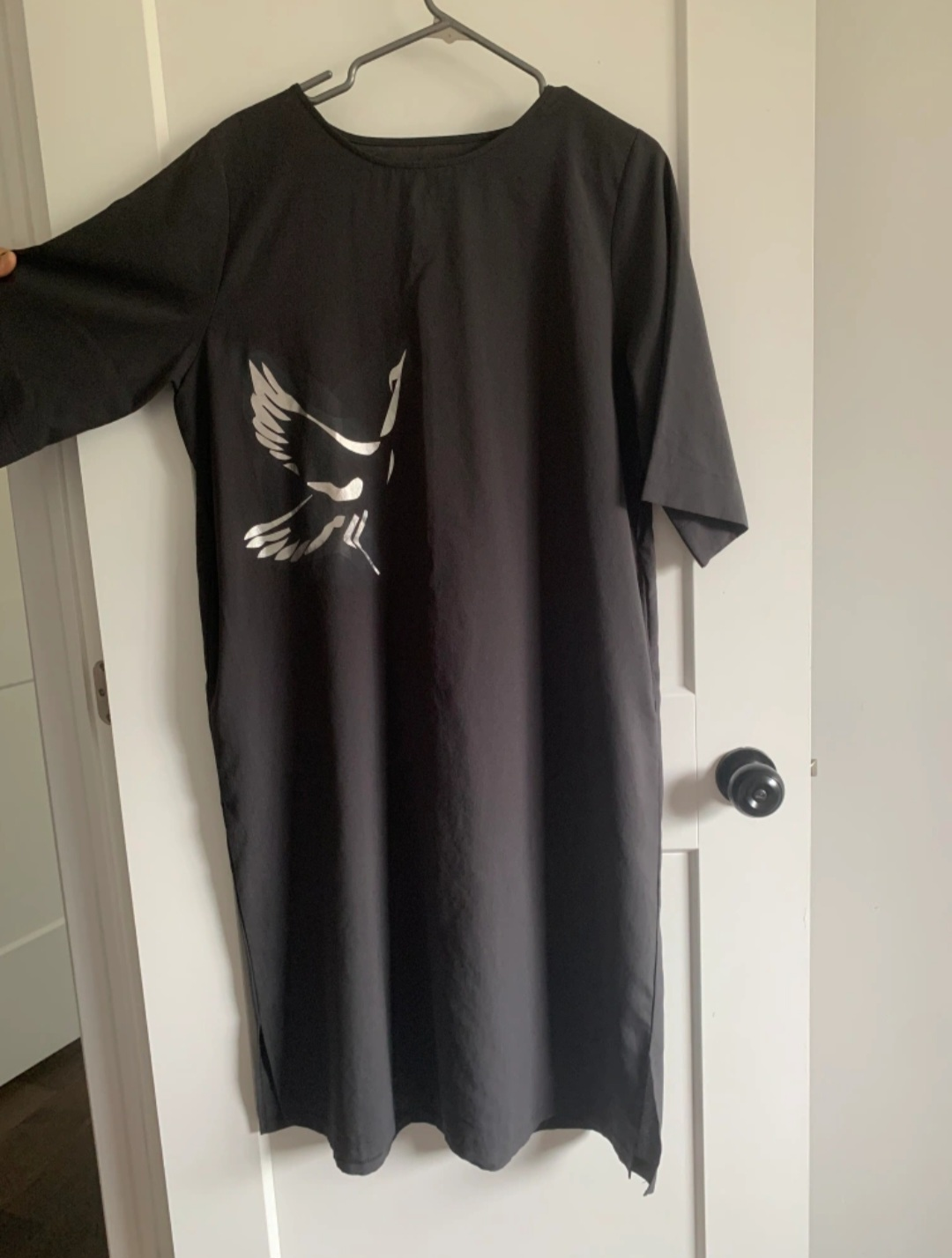 Black Dress with Bird Design