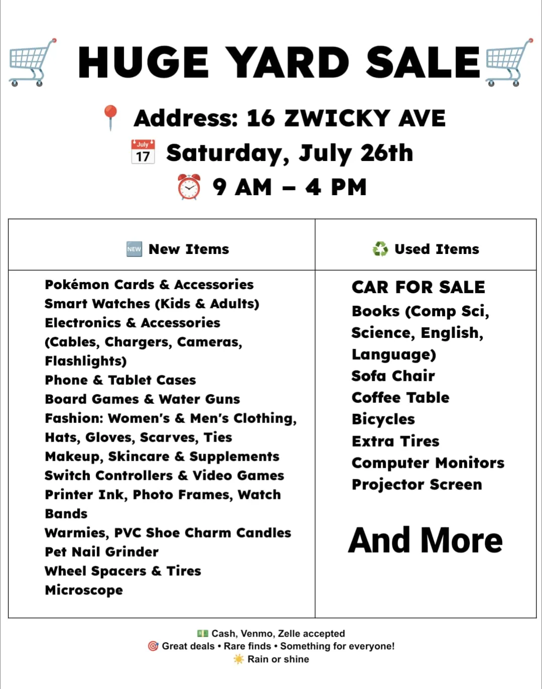 Yard Sale - 16 Zwicky Ave, July 26th thumbnail