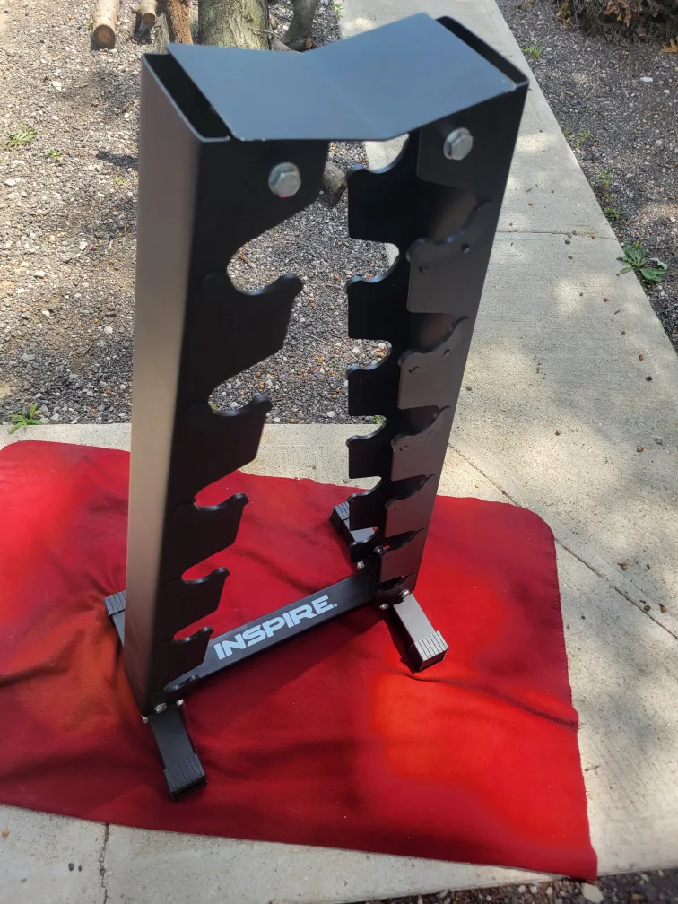 INSPIRE DUMBBELL RACK  HOLDS  5 SETS  EXCELLENT CONDITION thumbnail