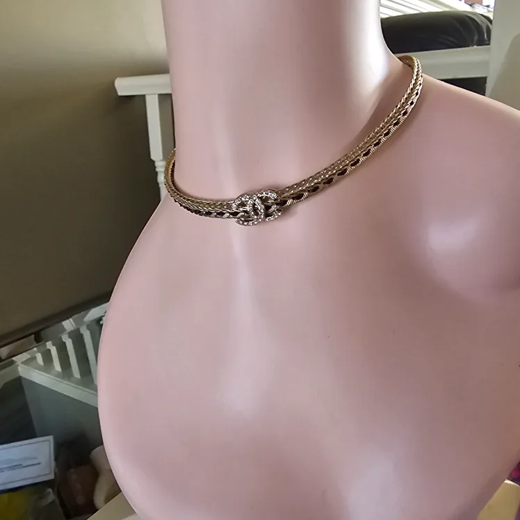 Chanel Gold-Tone Braided Chain Necklace image indicator(2)