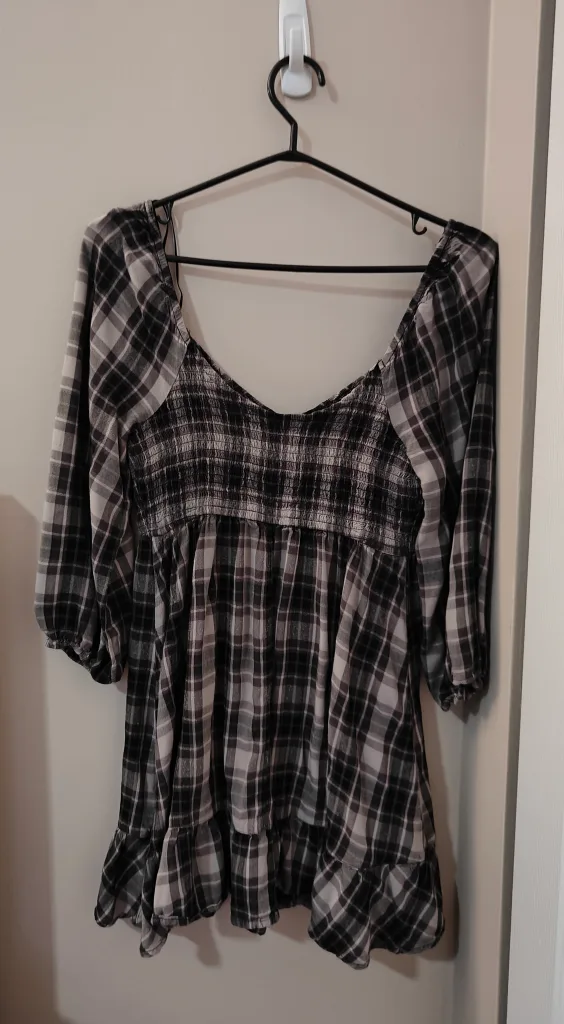 Puff Sleeve Plaid Mini Dress image indicator(2)