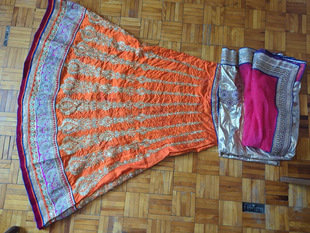 Orange Embroidered Indian Lengha thumbnail
