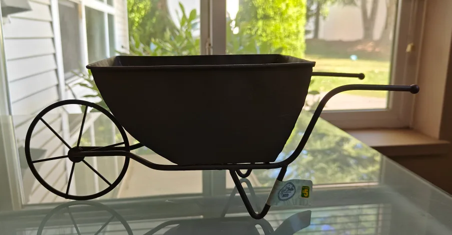 Decorative Metal Wheelbarrow Planter - New thumbnail