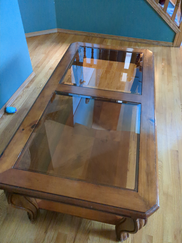 Wooden Coffee Table with Glass Top