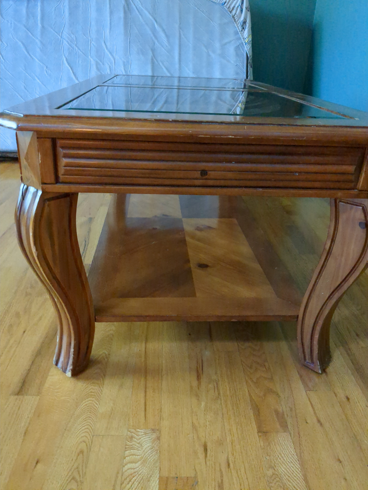 Wooden Coffee Table with Glass Top - photo 2