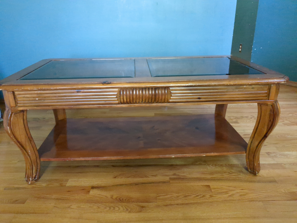 Wooden Coffee Table with Glass Top - photo 3