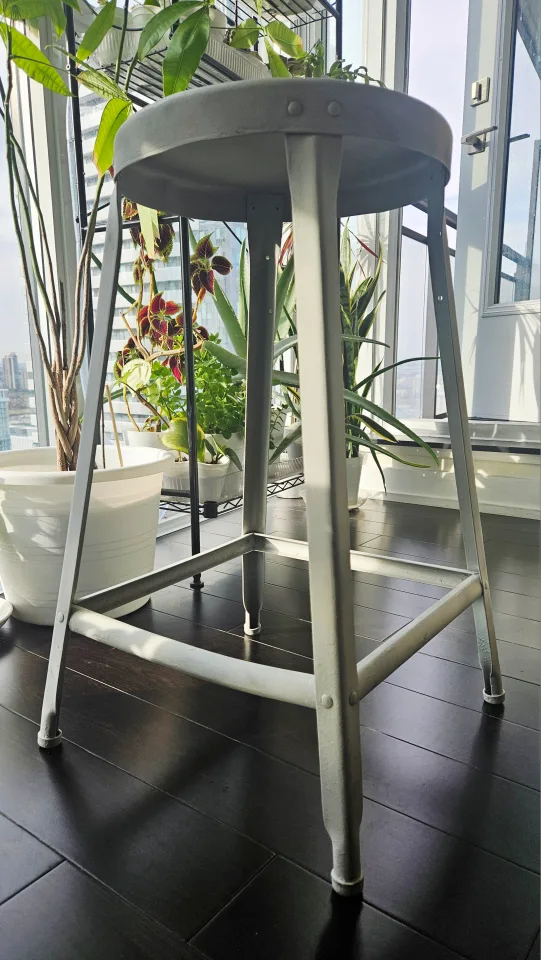 Metal Bar Stool - White/Grey thumbnail