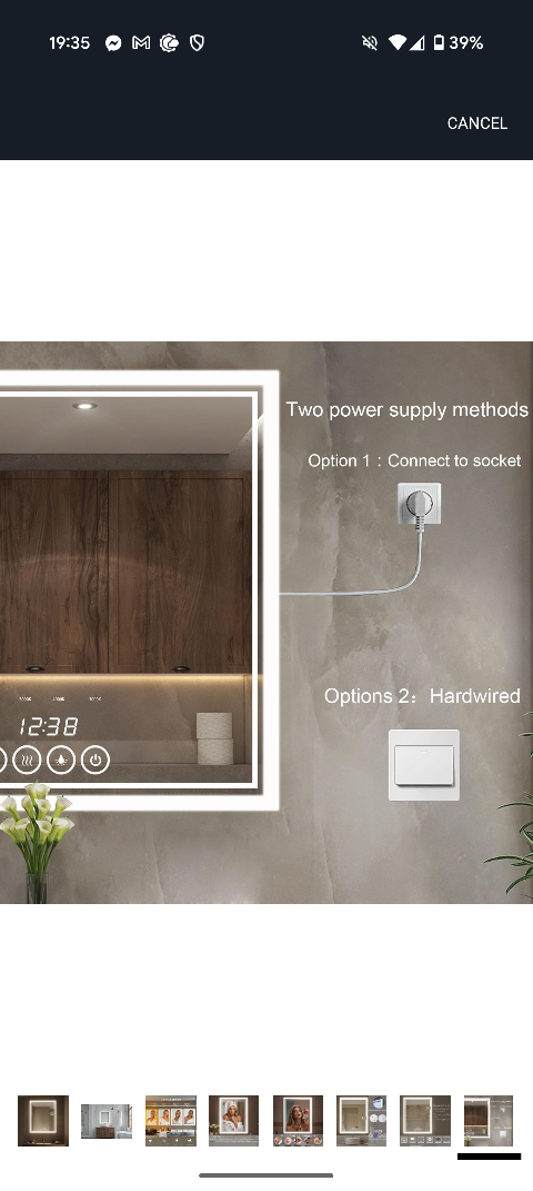 Light-Up Bathroom Mirror w/ Clock, Defogger, Adjustable Lighting - photo 2