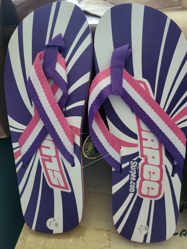 Slurpee Flip Flops Size 7-8 thumbnail