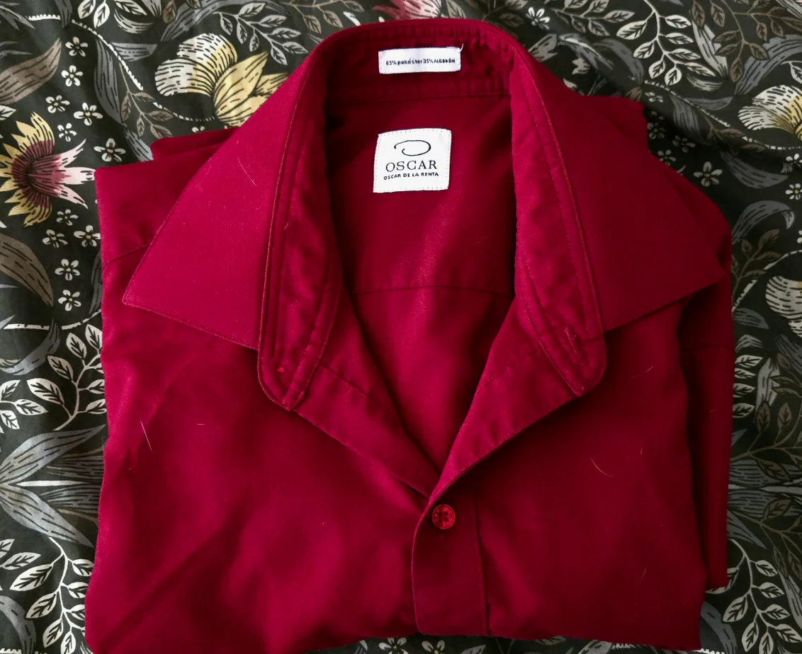 Oscar de la Renta Burgundy Dress Shirt - Size 15 thumbnail