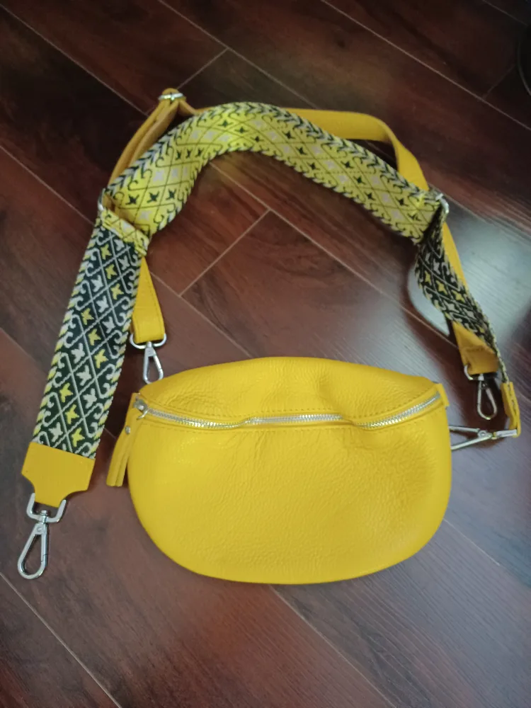 Yellow Leather Belt Bag with additional Decorative Strap thumbnail