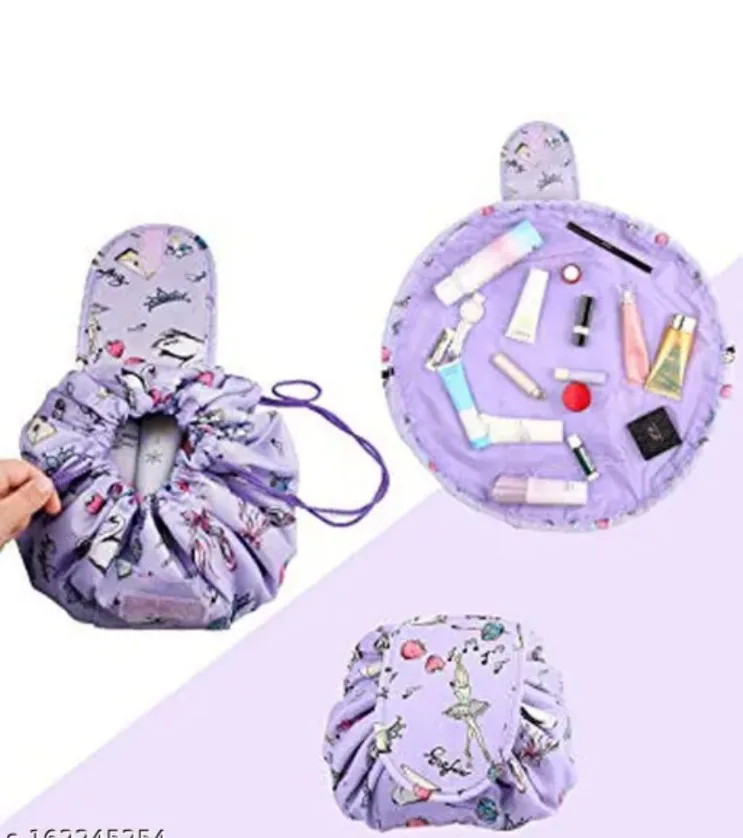 Drawstring Makeup Bag - Purple thumbnail