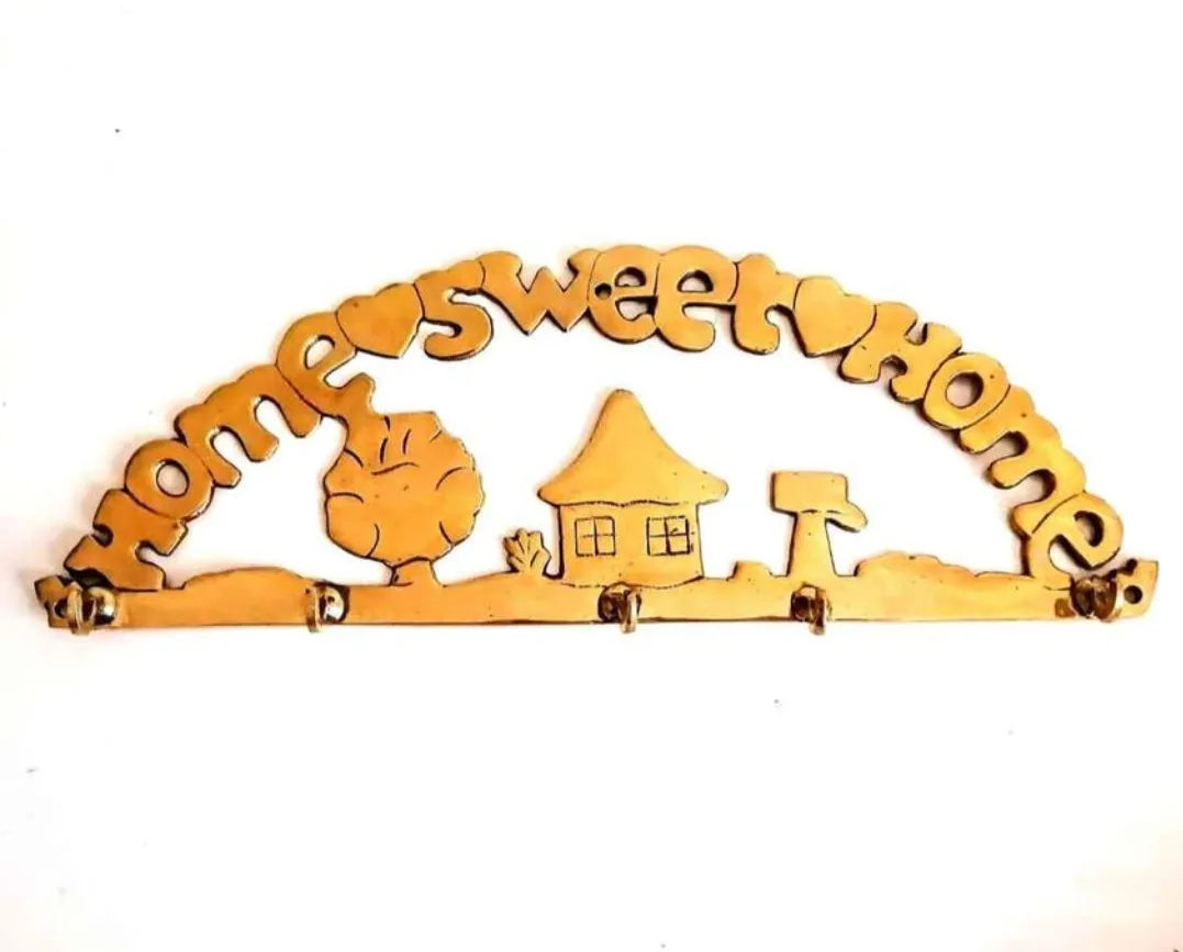 Brass Key Holder - Key Hook - Home Sweet Home thumbnail