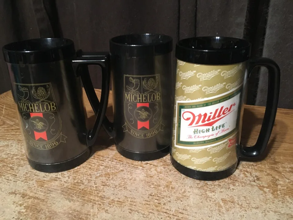 Lot of 3 Michelob & Miller high life Beer Mug thermo serv thumbnail