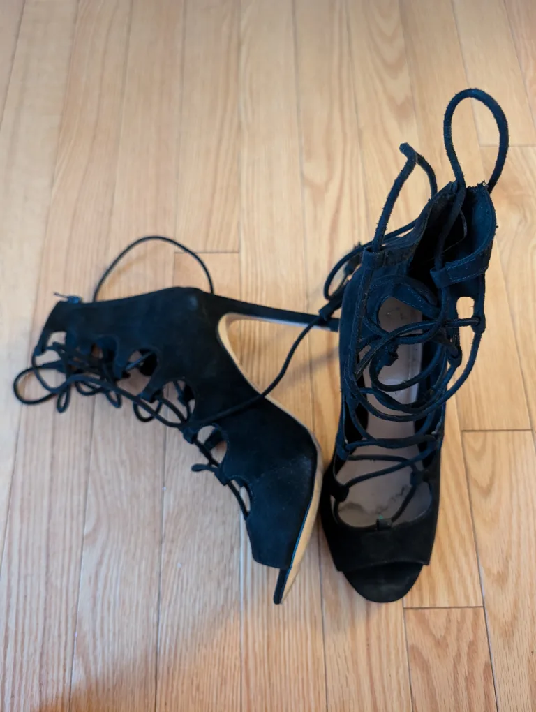 Black Lace-Up Heels thumbnail