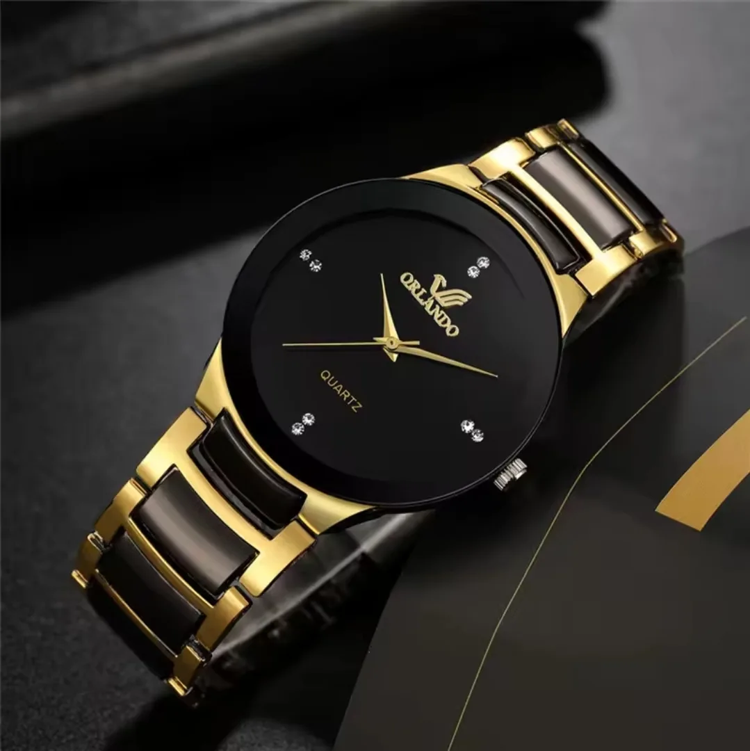 Orlando Quartz Watch - Black & Gold thumbnail