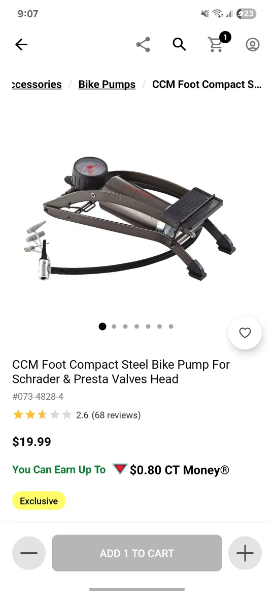 CCM Foot Compact Steel air Pump image indicator(4)