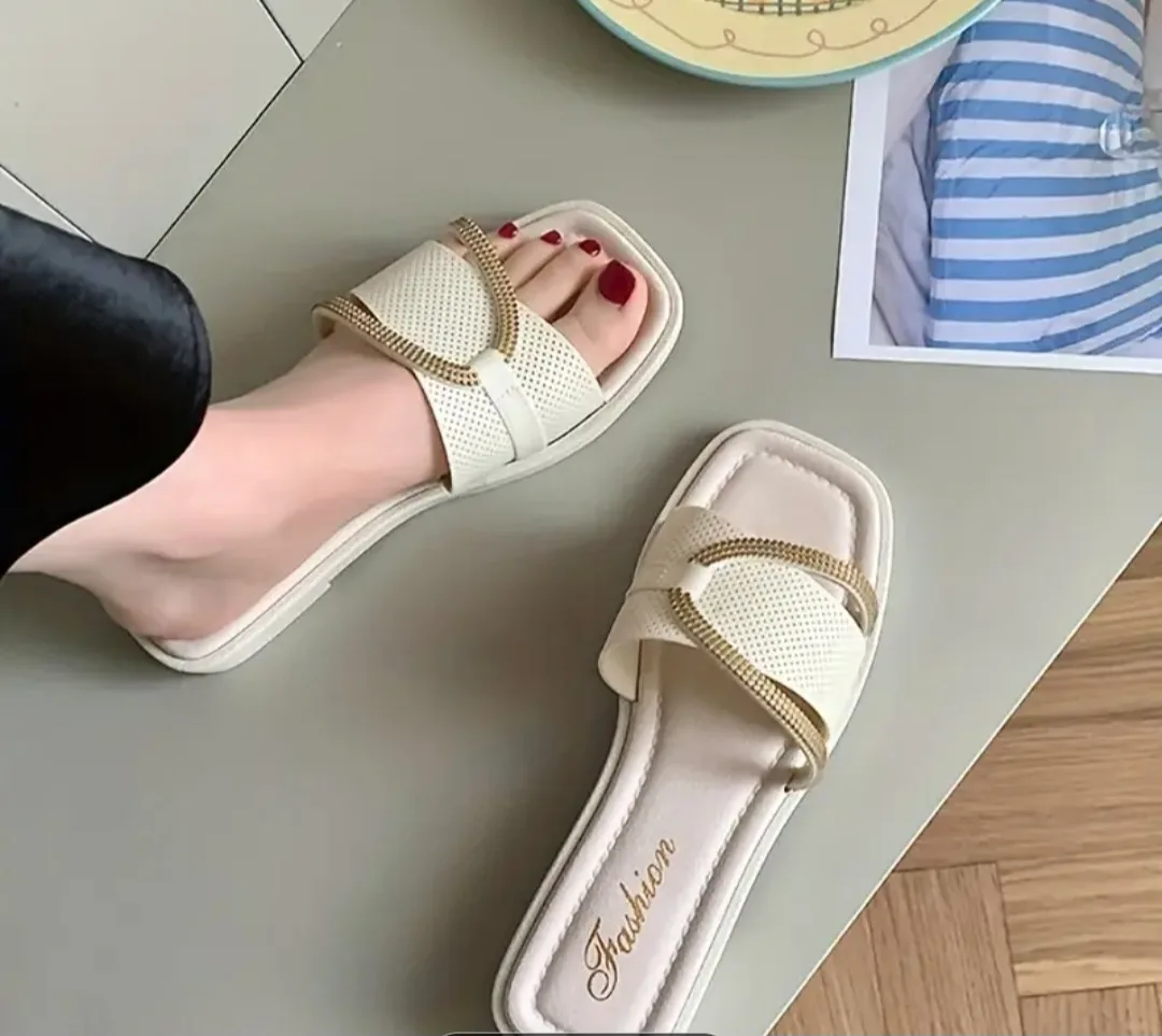 Beige Fashion Sandals, Size 7.5-8 thumbnail