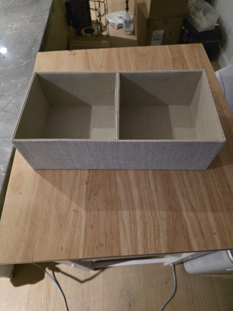Beige Fabric Storage Box with 2 Compartments - photo 3