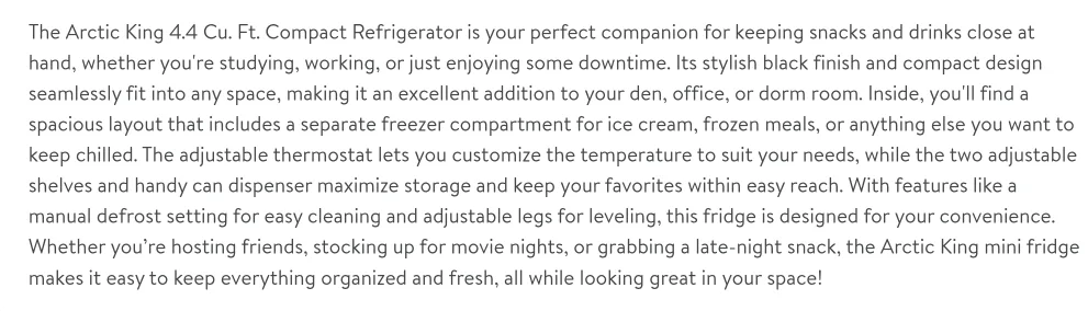 NEW! Arctic King 4.4 Cu Ft Mini Fridge + FREE CORDLESS KETTLE image indicator(7)