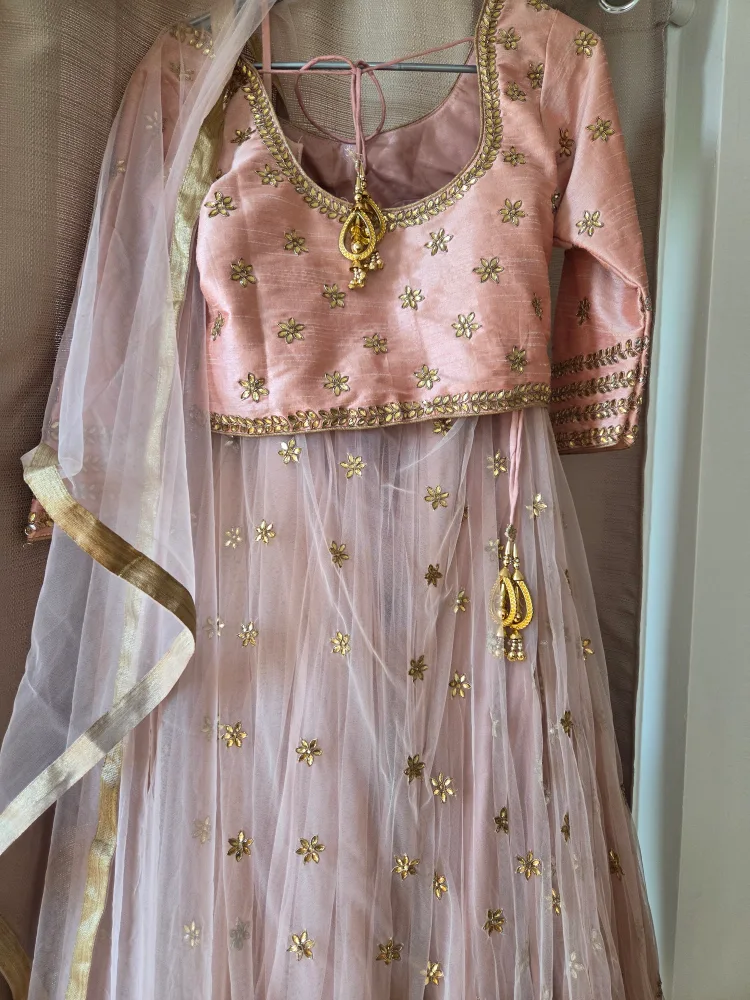 Pink & Gold Embellished Lehenga Choli Set thumbnail