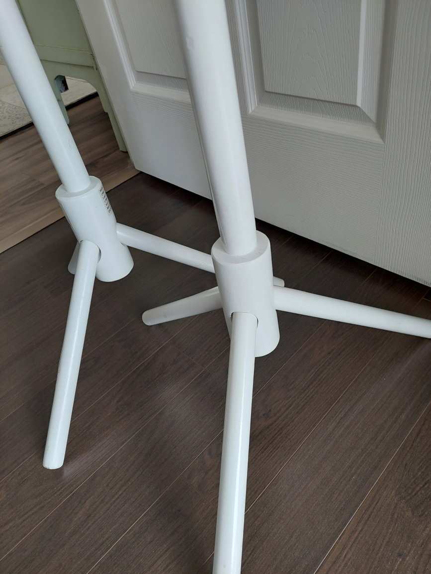 2 White Wooden Coat Rack Stands both for $30 50.5"H