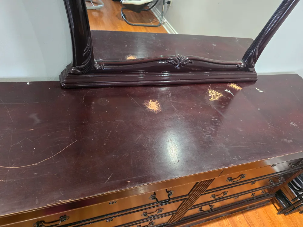 8 Drawer Vintage Dresser with Mirror - Dark Wood image indicator(3)