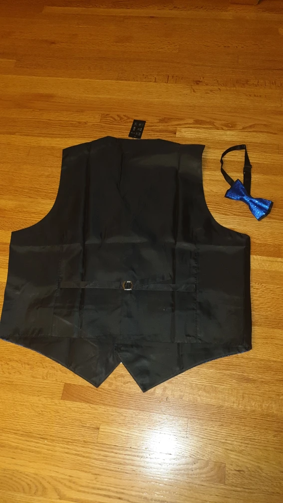 Barry Wang Blue Sparkle Vest and Bow Tie Set - photo 5