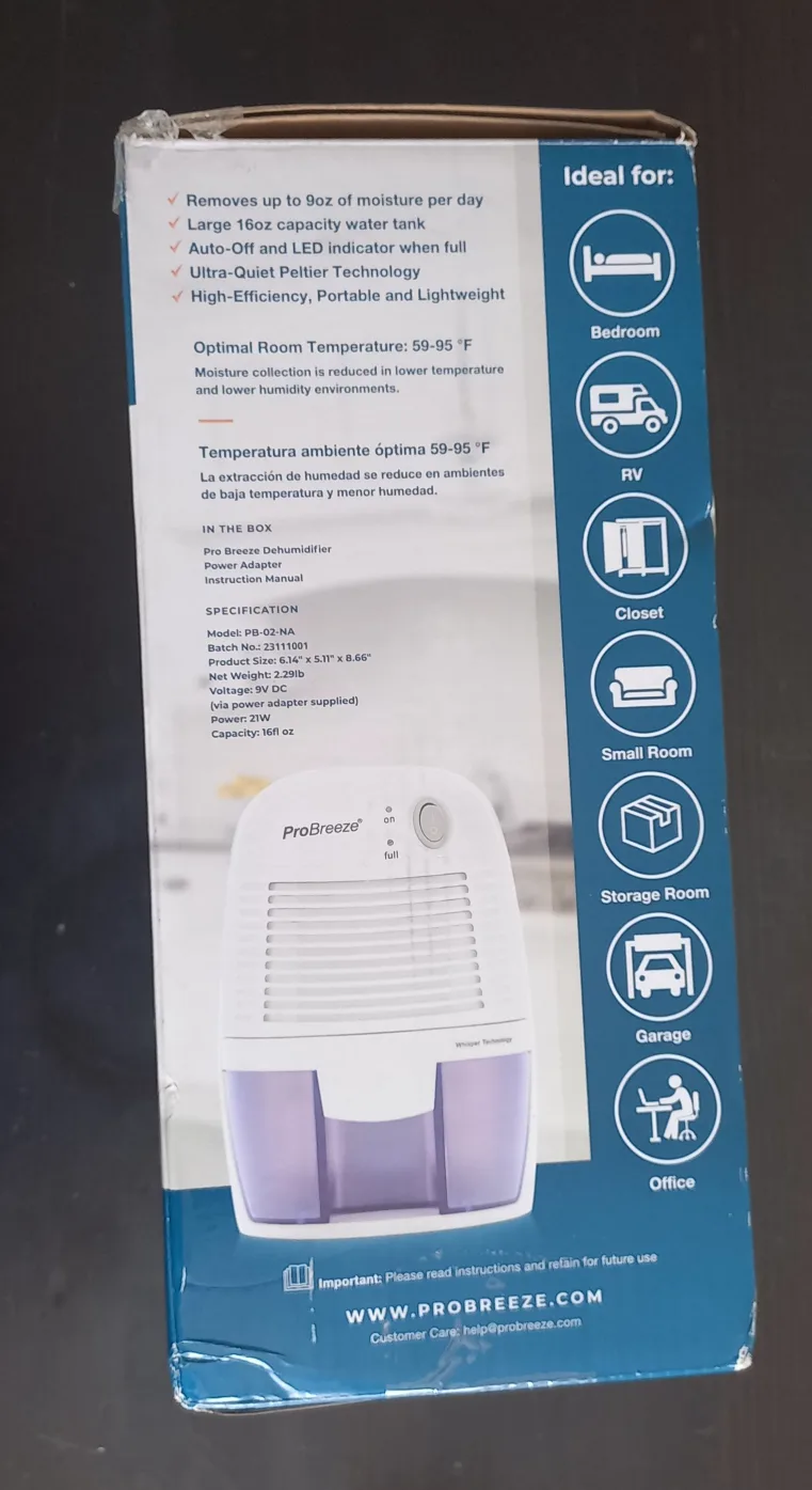 ProBreeze Mini Dehumidifier image indicator(2)