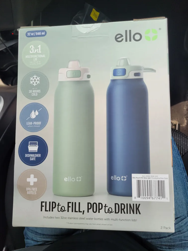 Ello Pop & Fill 32oz Stainless Steel Water Bottle - NEW image indicator(2)