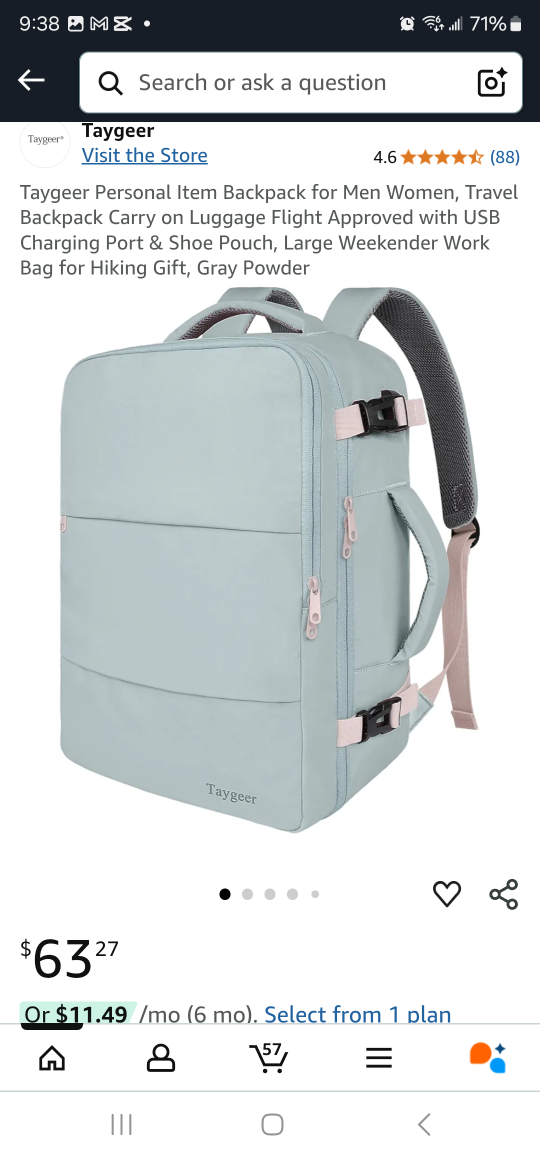 Taygeer Personal Item Backpack - purple Powder - photo 2